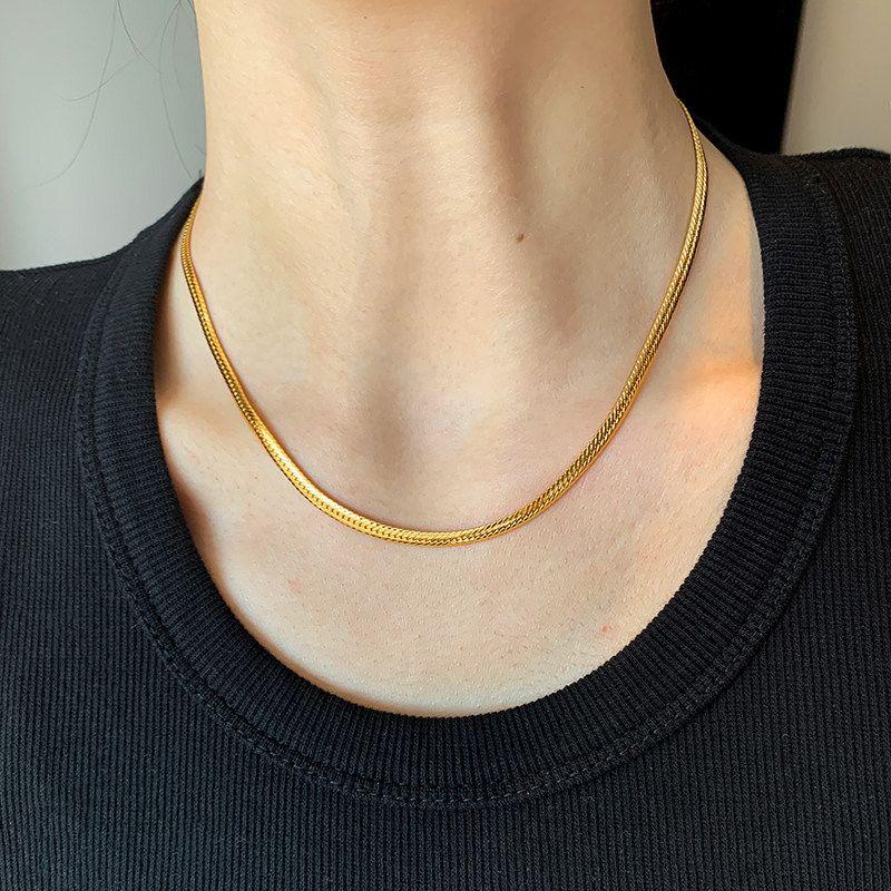 Kendall Jenner Fashion Double Layer Twin Snake Bones Chain Necklace Female Light Luxury Minority Gold High-Grade Sweater Chain Chain Necklace