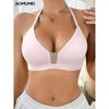 Women's Seamless Wireless Push Up Deep V Neck Adjustable Strap Invisible Bralette Comfortable Breathable Everyday Bra for Daily Wear