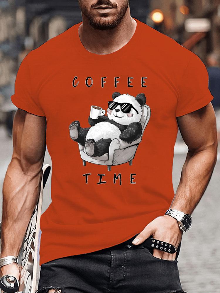 Coffee Chill Panda Enjoying Time T Shirts Men Women Short Sleeve Oversize T Shirt Loose Summer Tee Clothes Casual Fashion Tops