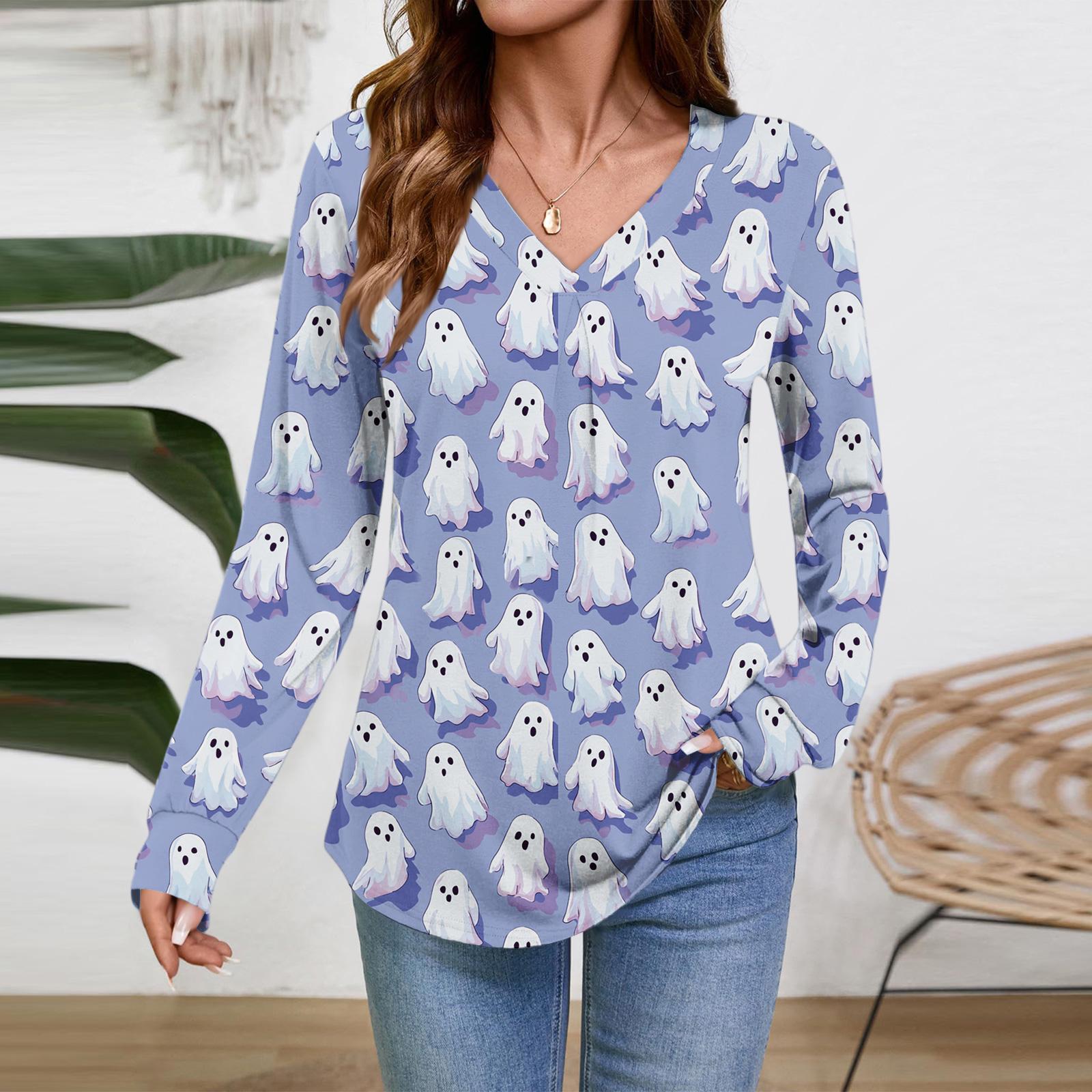 

Жіночі Топи з Довгим Рукавом Ошатно-Повсякденні Футболки з V-подібним Вирізом Базові Футболки Одяг для Відпустки Осінньої Моди XXL