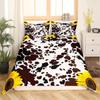 Brown Cowhide Pattern Duvet Cover Set Cow Print Bedding Set Farmhouse Animal Fur Hair Polyester Comforter Cover With Pillowcase