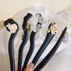 Antique Wood Hairpins Female New Chinese Simple Geometric Black Hair Sticks Hair Clips For Women Hair Accessories Pearl Headwear