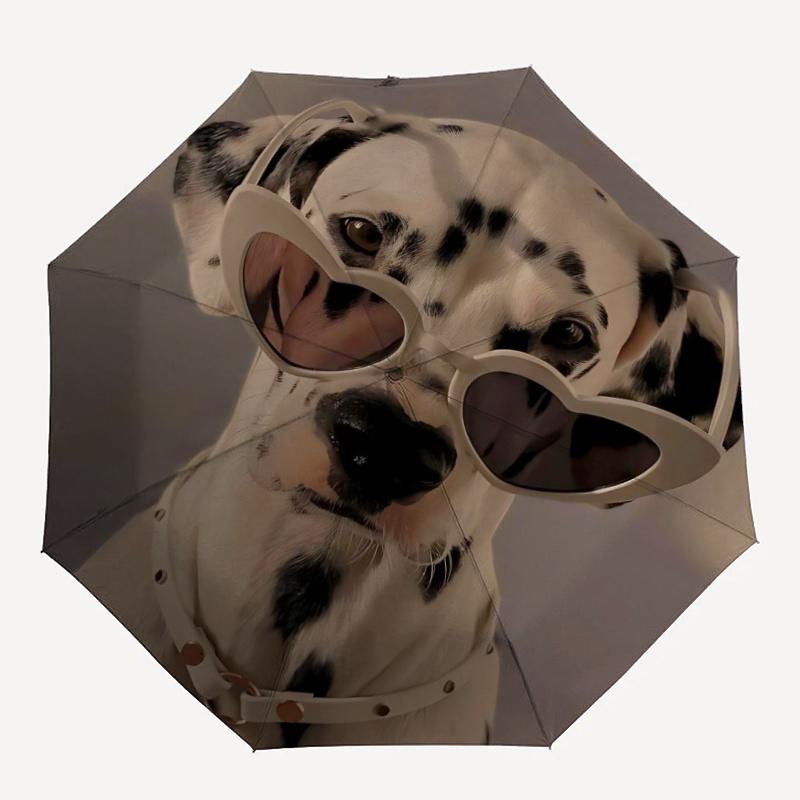 

1pc Dalmatian Sunglasses Automatic Open/close Umbrella, 8-Rib sturdy structure, Portable Travel Umbrella, Parties, Everyday Use, 41