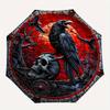 1pc Raven Skull Stained Glass Automatic Open/close Folding Umbrella, Compact Portable Travel Umbrella, Perfect Birthday/Christmas, Cute Umbr