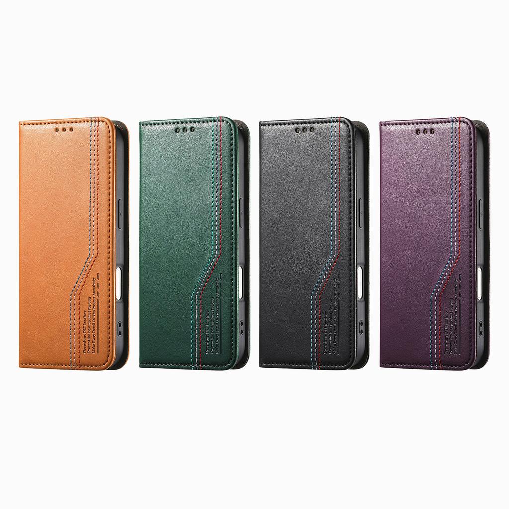 Multifunksjonelt Vintage Luksus Etui for Oppo A3 Pro/A5 Pro/Realme C63/C75/Reno12 F...Stativ + Kortlomme + Sklisikker Stropp | Semsket skinn & Lær (4 farger)