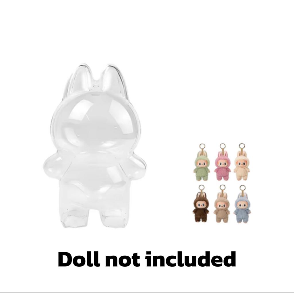 

[Suitable for Labubu Heart-beating Macaron Sitting Party] Vinyl doll plush pendant protective cover transparent protective shell cover dust cover labubu1.0 protective case