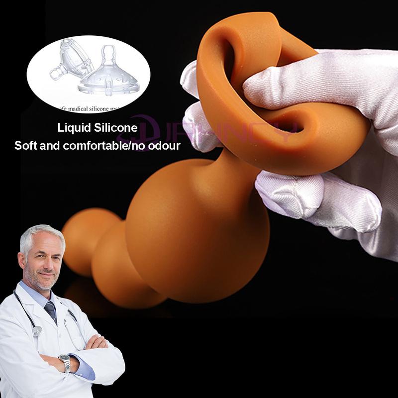 3-9cm Huge Anal Beads Liquid Silicone Anal Balls Dilation Training Soft Butt Plug Gay Sex Toys For Men Women Big Anal Plug
