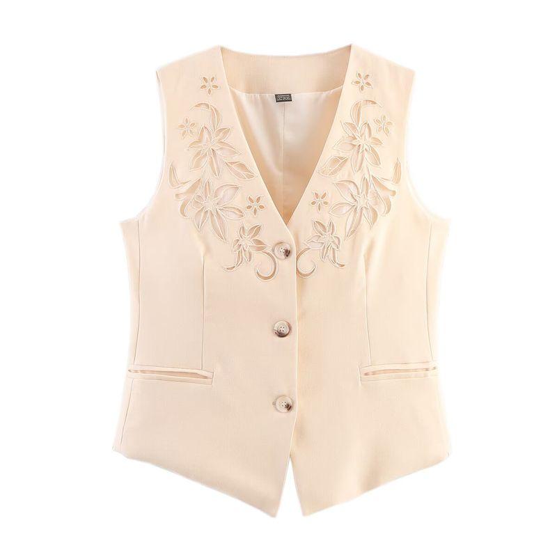 Kaslead New Women Clothes Western Style Hollow Embroidery Style Vest Top Casual Shorts Set