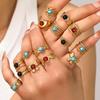 Boho Mehrfarbiger Türkis Edelstahl Offener Ring, Umweltfreundlich & Lichtecht, Schlichtes Titanstahl Design für Damen