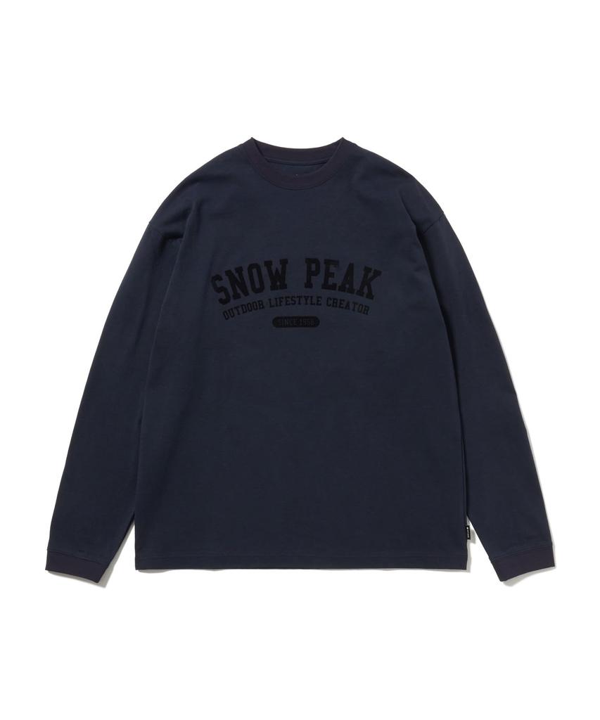 Varsity Logo Long Sleeve for Men and Dark Size M [Snow Peak] T-Shirt TS-26SU002 Long-sleeved T-shirt Women, Navy,