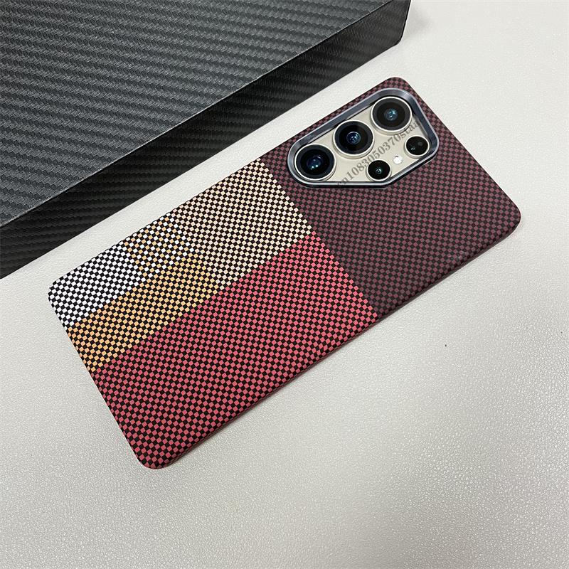 Luxury Carbon Fiber Wireless Charging Magsafe Case for Samsung Galaxy S25 S23 S24 S22Ultra Plus Alloy Lens Protection Hard Cover
