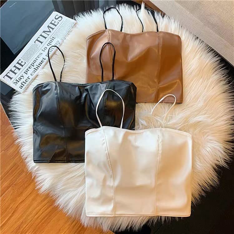 Rubitas PU-Leder Lässiges und Niedliches Hemd Camisole, Unterwäsche, Frühling, Sommer, Herbst, Winter, Oberteil, (Weiß)
