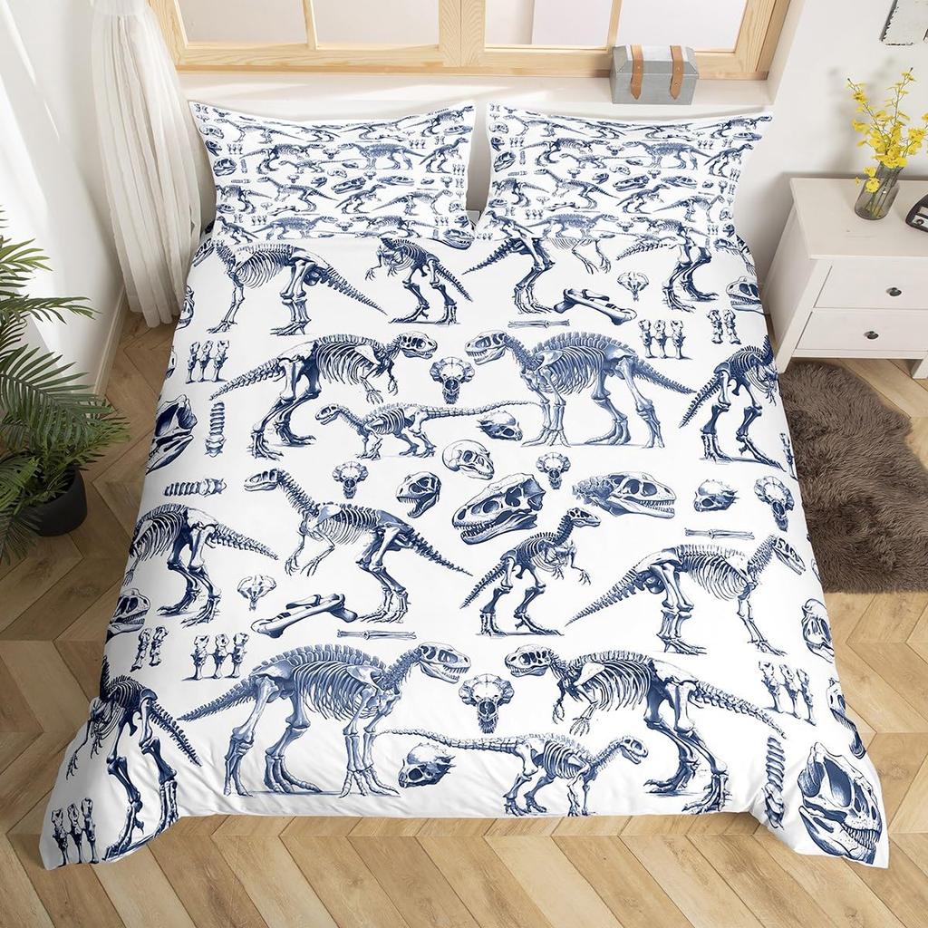 Jurassic Duvet Cover Sets Lightweight Quilt Covers Bedroom Decor Dinosaurs Illustrations Skeleton Biology Historic Bedding Sets