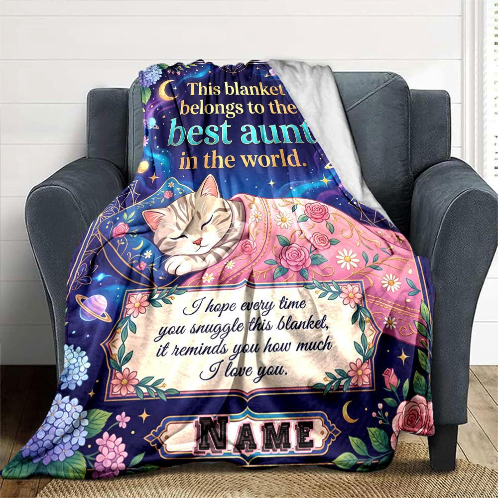 Aunt'S Seashell Blanket Love Personalized Name Blankets Soft And Comfortable Against The Skin Naps And The Office A Wonderful Gift For Friends Family