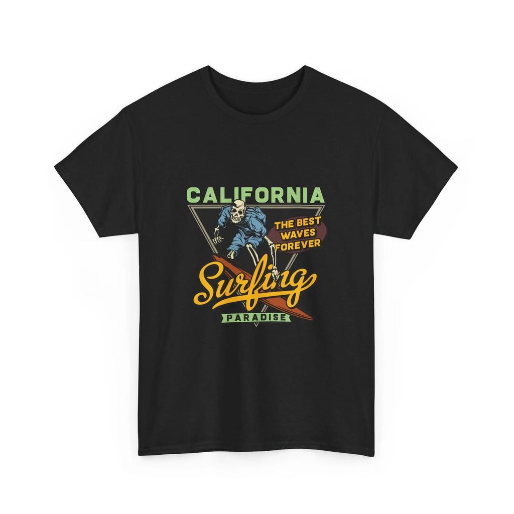 California Surfing Paradise Tee | Vintage Surfer Graphic, Tropical Style, T-Shirt
