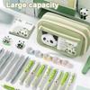 Large Capacity Panda Pencil Case, Cute Pencil Case, Zipper Pen Pouch Holder with Panda Keychains Brooch Notepad, MultiLayer Cute Pencil Case for Girls