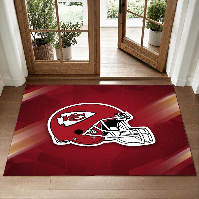 Kansas City Chiefs Design Crystal Velvet Rug Soft Decorative Mat for Bedroom Entrance