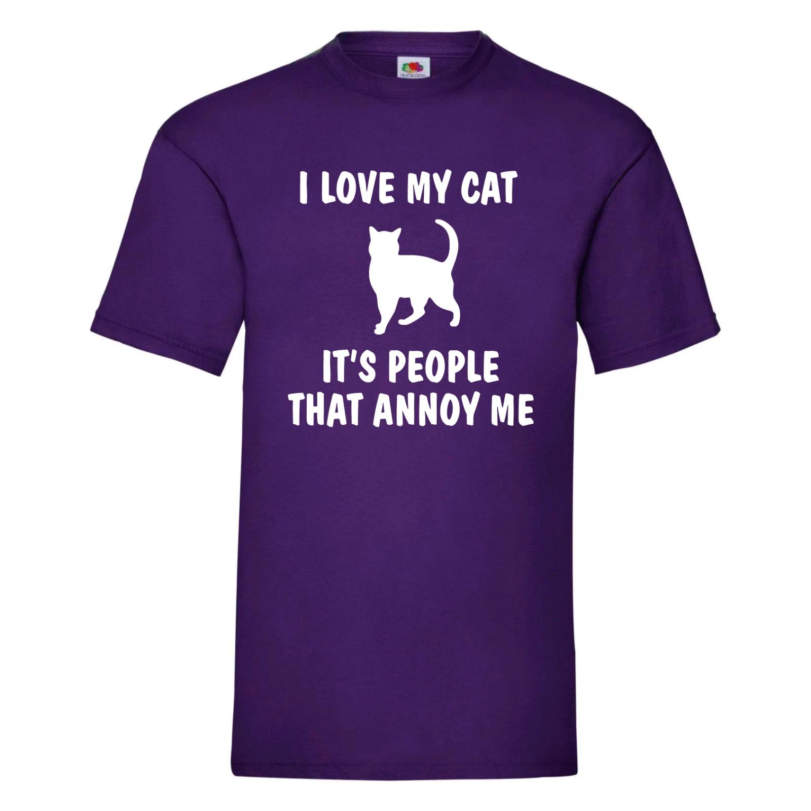 Funny Cat Lover T-Shirt Christmas Gift - I Love My Cat,It s People That Annoy Me L
