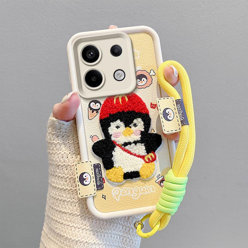 KEYSION Cartoon Niedlich Plüsch Stickerei Hülle für Xiaomi POCO X6 mit Lanyard Silikon Stoßfest Handyhülle für Redmi Note 13 Pro 5G
