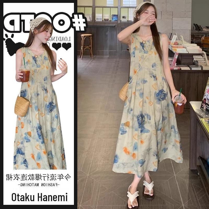 Ink Wash Painting Vest Dress - Retro Artistic Style for 2026 Spring/Summer Collection