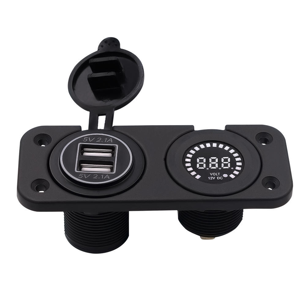 12 V LED Duel Auto 2 USB-Port Ladegerät mit DC Voltmeter Digital Auto/Motorrad/Boot Zigarettenanzünder Buchse Splitter