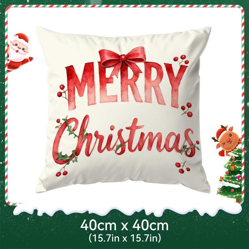 Winter Christmas Bow Design Pillowcase Bedroom Sofa Cushion Cover 100% Polyester Living Room Cushion Pillowcase Home Decor