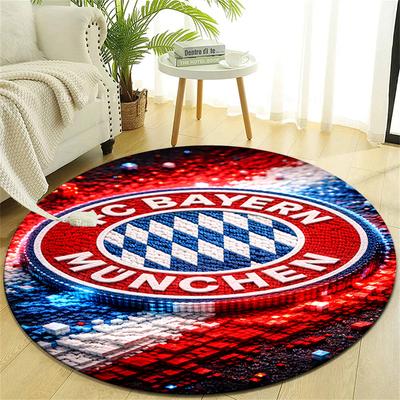 1 Stück B-Bayern München Aufdruck Runder Teppich Stuhl Runder Teppich Geeignet für Schlafzimmer Wohnzimmer Heimdekorations Teppich