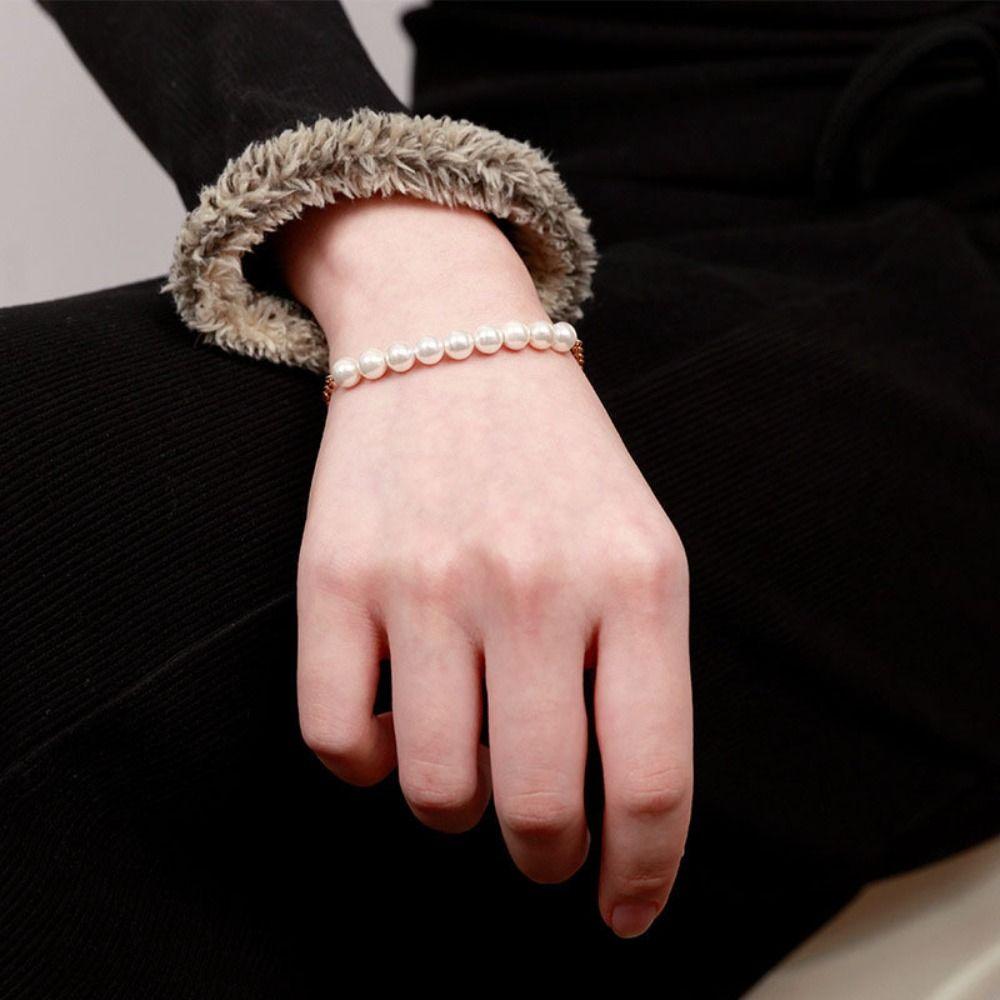Steel Chain Simple Thin Pulseras Gold Color Beads Bracelets Fashion Pearl Bracelets Party Wedding