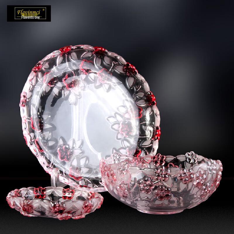 European Rose Crystal Glass Fruit Bowl