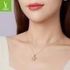 Starfish Pearl Pendant Necklace S925 Sterling Silver-Plated K Gold Summer Casual Wind Necklace Collarbone Chain