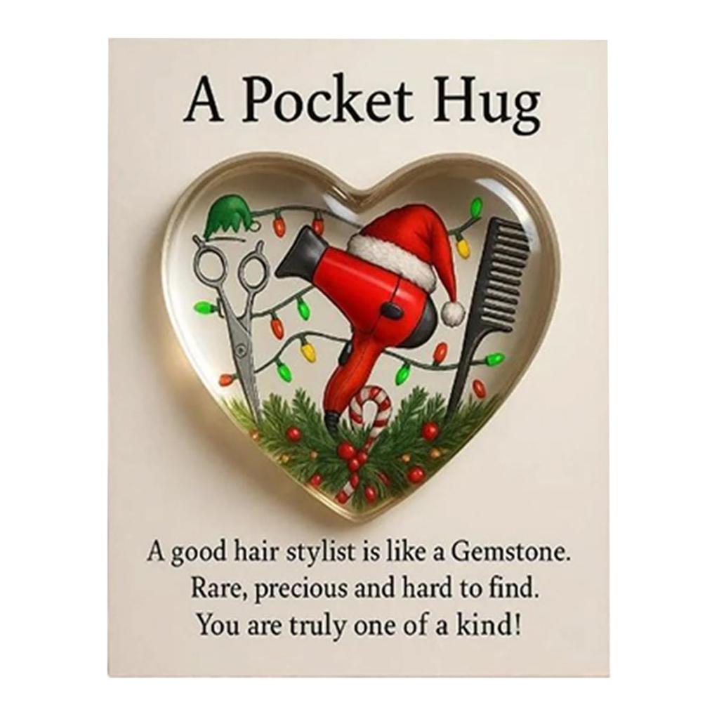 Heart Pocket Hug Token Gift A Pocket Hug for Hairstylists with Greeting Cards Mini Hairdresser Tools Mini Heart Hairdresser Gift