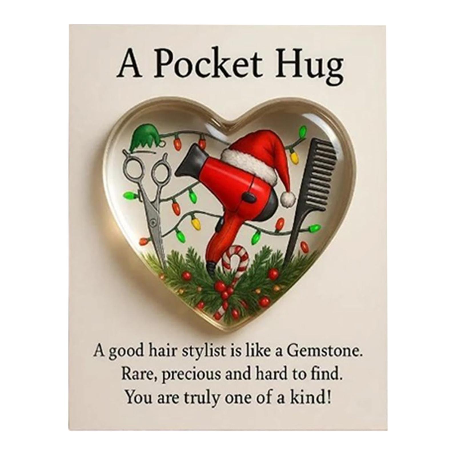 

A Pocket Hug for Hairstylists with Greeting Cards Pocket Charm Hairdresser Gifts for Women Men Christmas Ornament