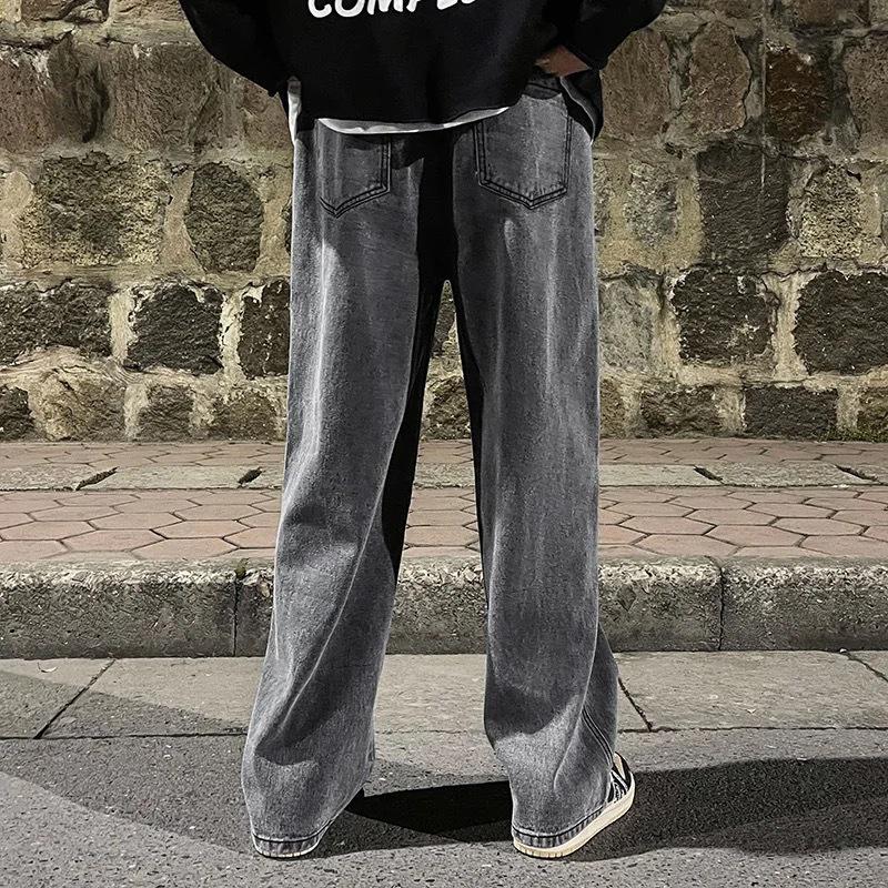 Streetwear Laisvi Džinsai Vyrams Korėjietiško Stiliaus Mada Laisvos Tiesaus Kirpimo Plačių Kelnės Vyriški Drabužiai Juodi Šviesiai Mėlyni