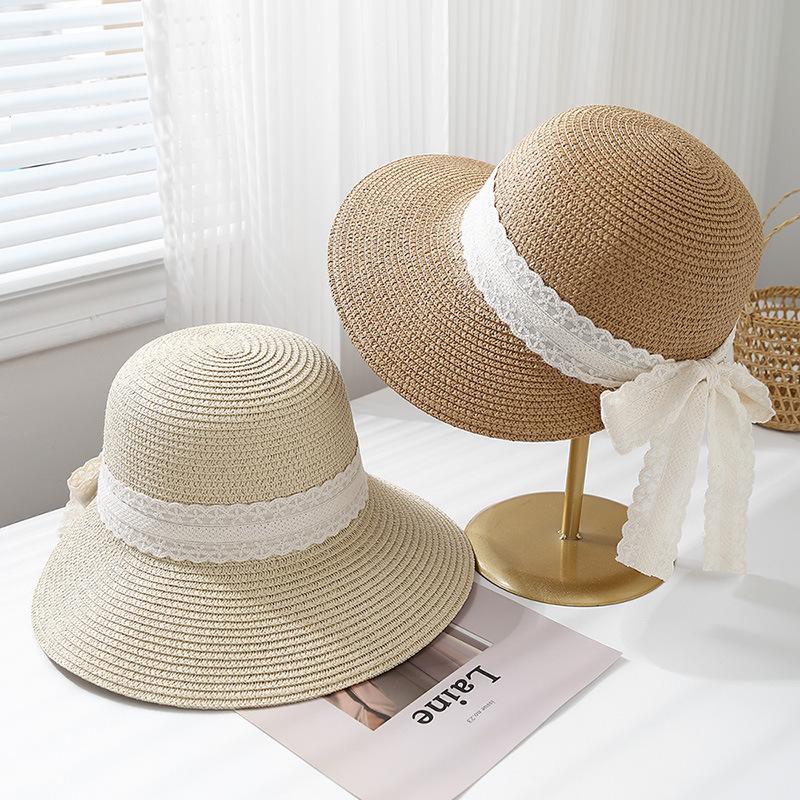 Summer Hats For Women Wide Brim Korean Style Sunshade Sun Protection With Bow Sun Hat Beach Accessories Bucket Hat Female New