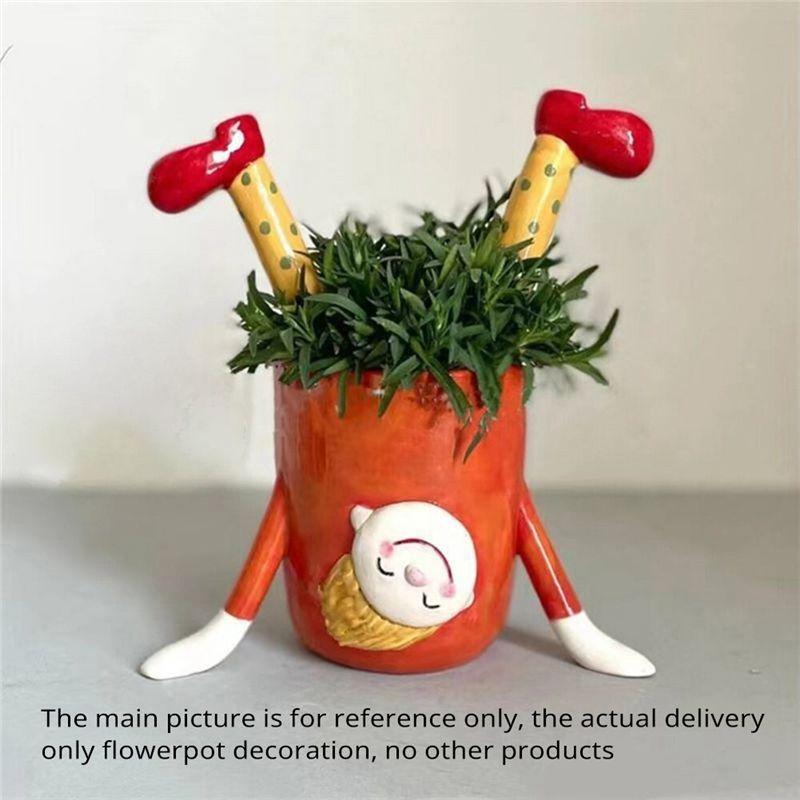M-Modern-Inverted Girl Flower Pot Flower Pot Indoor Outdoor Succulent Plant Container Home Balcony Garden Dress Up