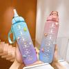 Large Capacity 1000ml Gradient Frosted Portable Sports Water Bottle with Straw