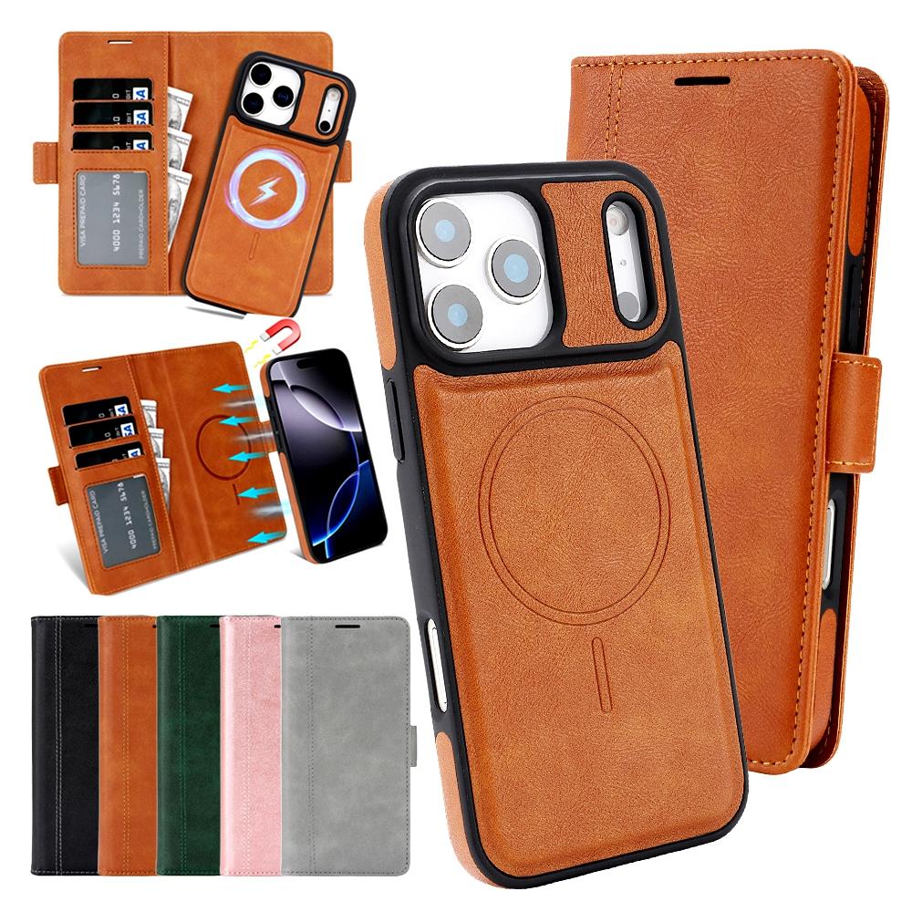 2 in 1 Magnetic Wallet Case for IPhone 18 17Air 17 Promax 16 Pro Max 15 Plus 14 13 12 Wireless Charging Phone Cover Cards Slot