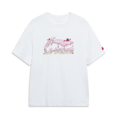 Serie Moda Sportiva Li Ning T-shirt Casual Versatile con Logo Stampato Ricamato Dritta Morbida Confortevole Delicata sulla Pelle Estiva a Maniche Corte AHSU744-1