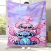 Cartoon S-Stitch Kawaii Flannel Blanket,Ultra Soft Warm Plush Throw for Home Bedroom Bed Sofa Cover Camping Picnic Gift Kids