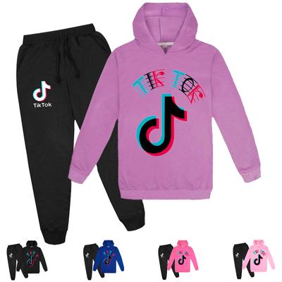Casual Unisex Children's Sports Suit Kids Long-Sleeved Printed Hoodies + Pants Set Fashion Hooded Pullover Sweater + Pant Trousers