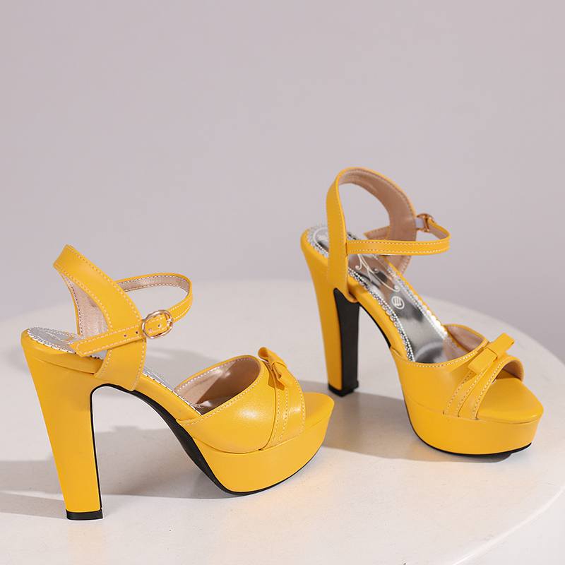 Krazing Pot Polyurethane Super High Heels Summer Size 43 Size 42 Size 50 Butterfly-knot Women Peep Toe Sandals