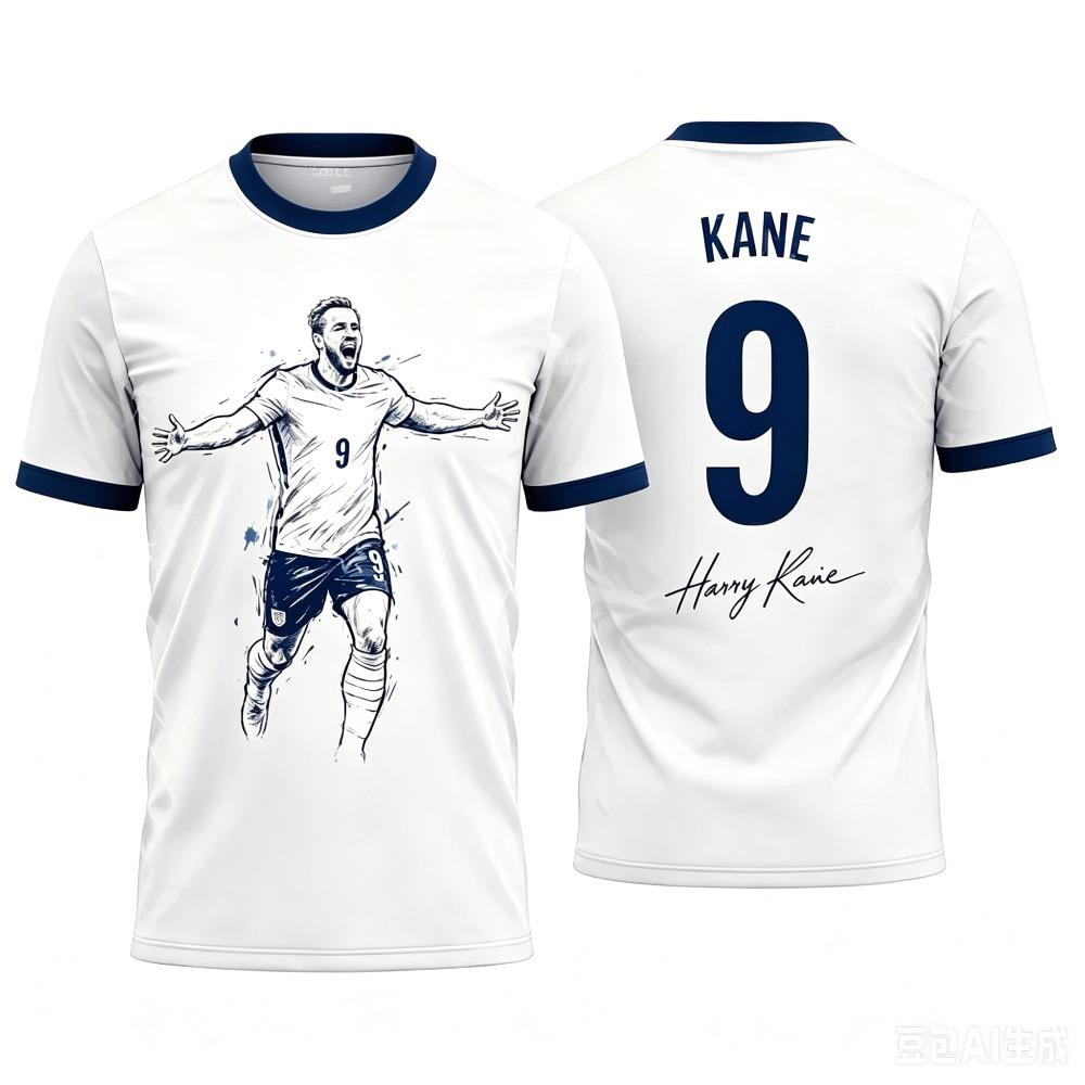 Harry Kane Fan Commemorative Summer 3D Print Children's Family Outfit Football Jersey T-shirt Suitable for Daily and Sports Wear