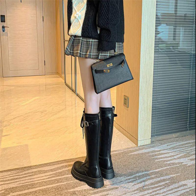 Fashion Women's Knee High Boots High Quality Leather Boots Outdoor Platform Boot Elastic Long Boots for Women Knight Booties Botas Mujer