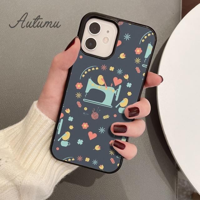 Sewing Machine Tailor Elements Phone Case for iPhone 11 12 13 14 Pro Max Mini XR XS SE 2020 7 8 Plus Samsung S21 S22 Shell