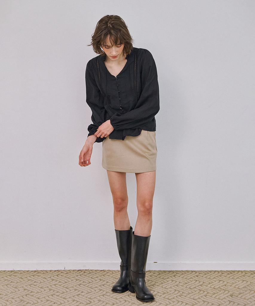 MARROT Ruffle Lace Blouse_Black