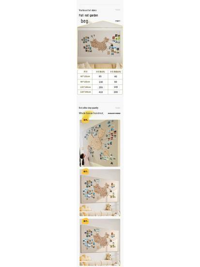 World Map Wall Sticker with Travel Photo and Footprint Markers - Guest Decorative Board