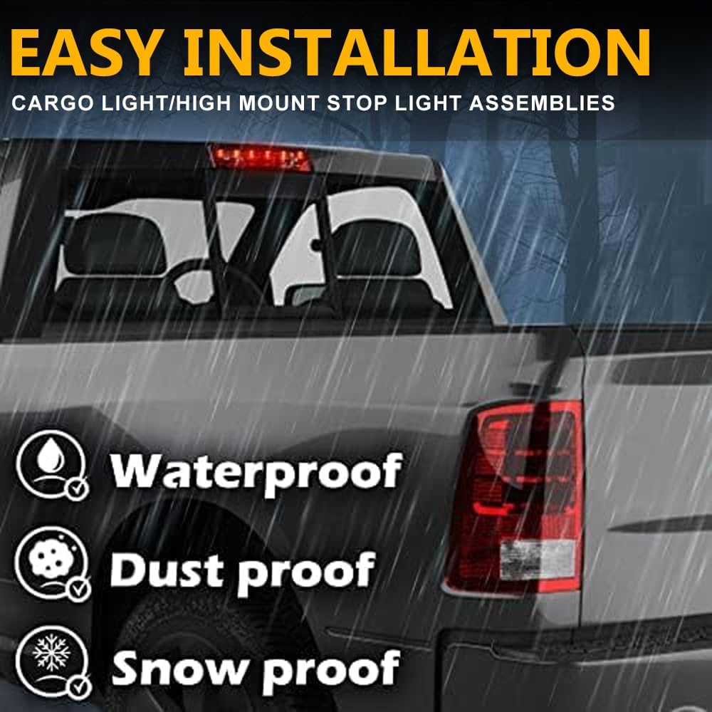 G-PLUS Red Lens LED 3Rd Brake Light Fit Leer, ARE, Century, Jason And Astro LED Recessed 3Rd Third Brake Light Lamp AT-LED-36R Chrome Housing