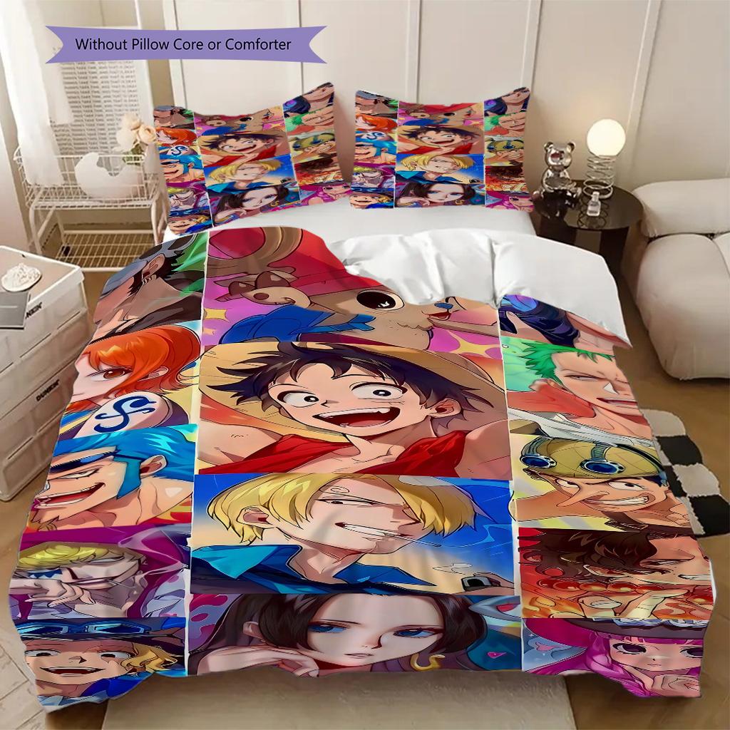 One Piece Anime Puzzle Soft Comfortable Duvet Cover, Children's Bedding Set Gift, Various Sizes Available LXR156