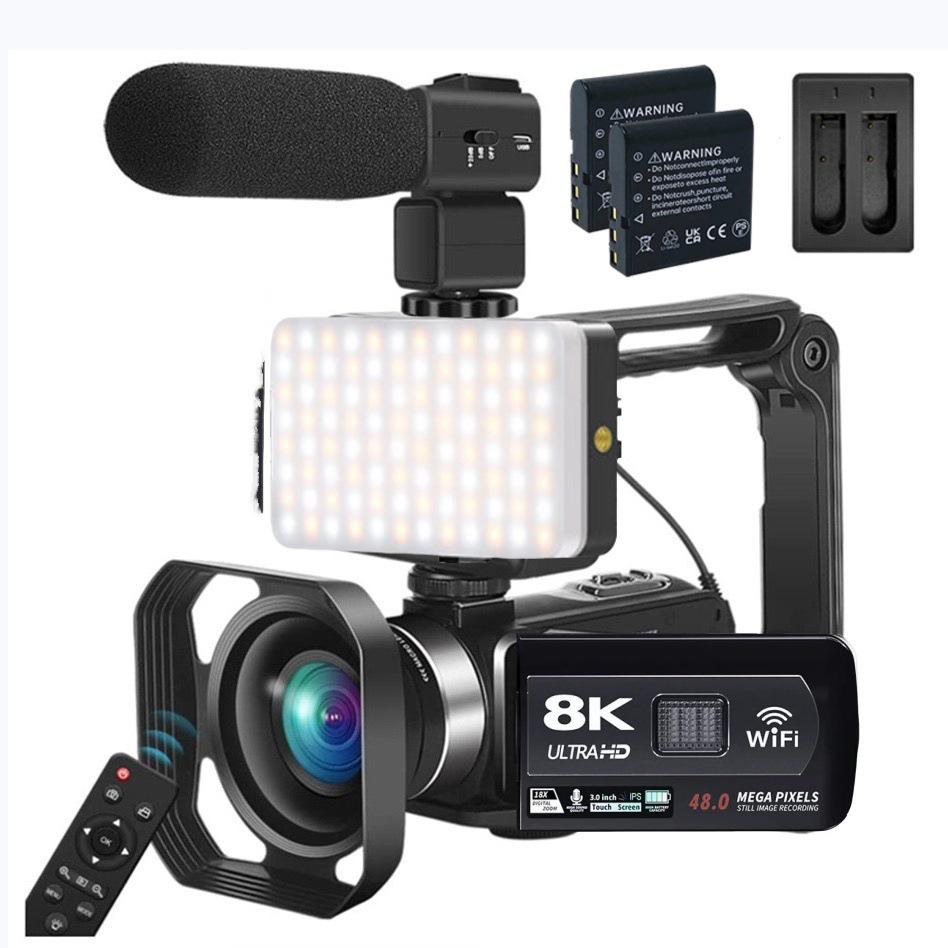 8K Handheld Digital Camcorder, 64MP, Remote-Controlled for Outdoor Photography