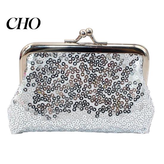 Lightweight Travel Coin Pouch Women Purse, with Metal Hinge And Kiss-lock Design, Portable Gold Lock Purse Mini Wallet, Sequined Glitter Vintage